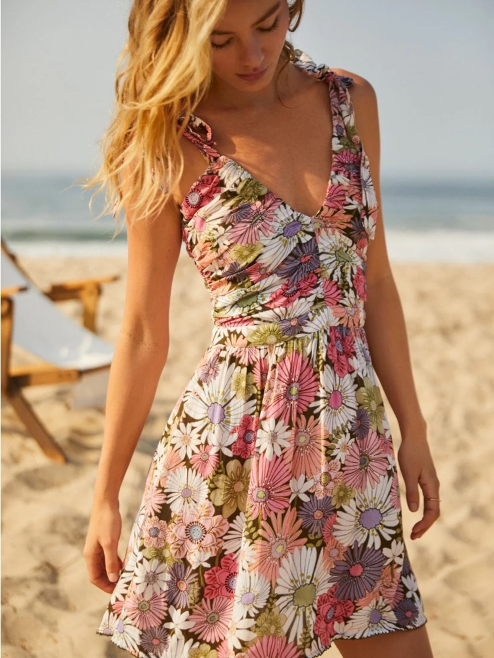 NWT Agua Bendita Floral Sierra Java Tie-Shoulder Mini Dress M